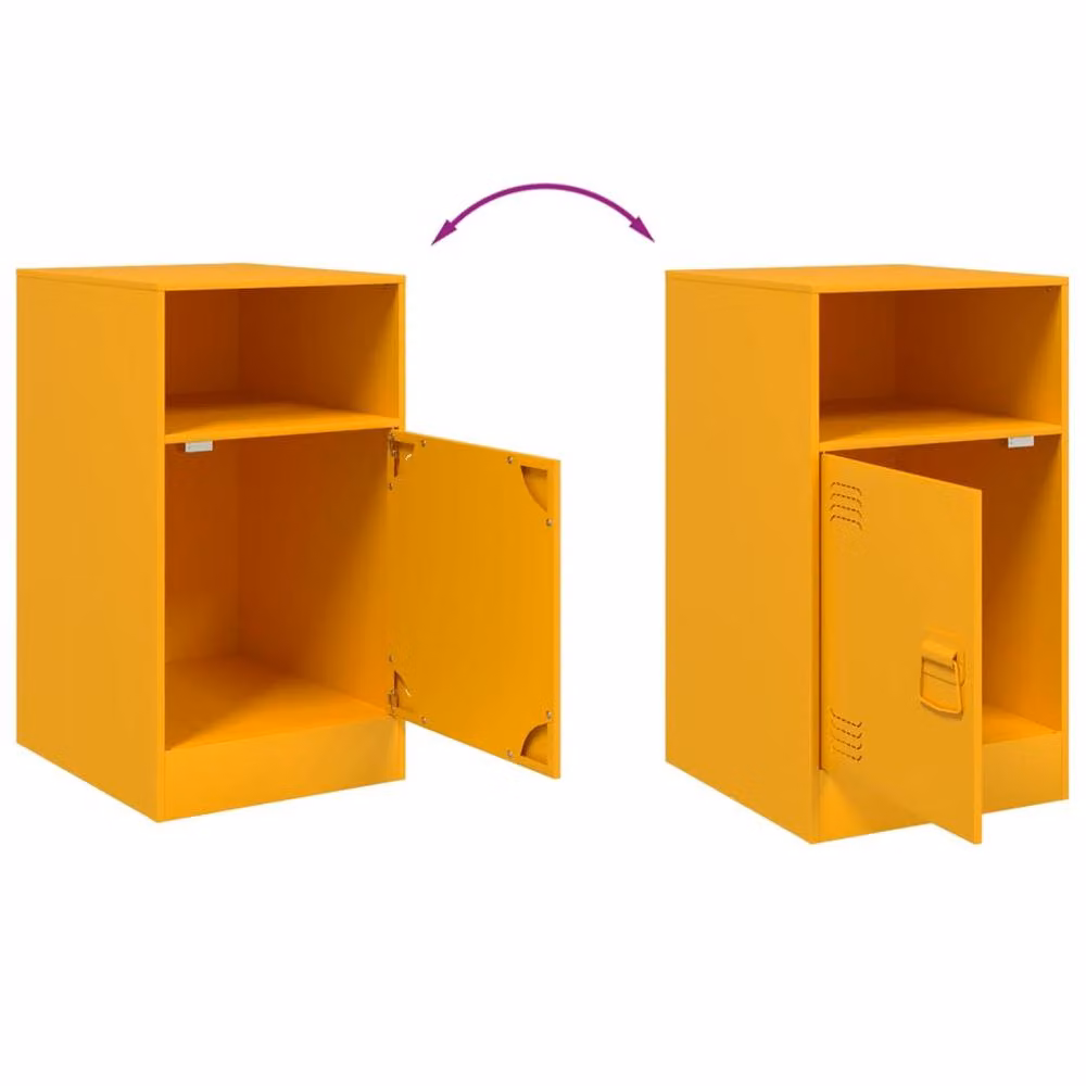 Berkfield Home Set of 2 Industrial Metal Bedside Cabinets, Yellow, W/D/H: 34.5 x 39 x 62 cm – 3
