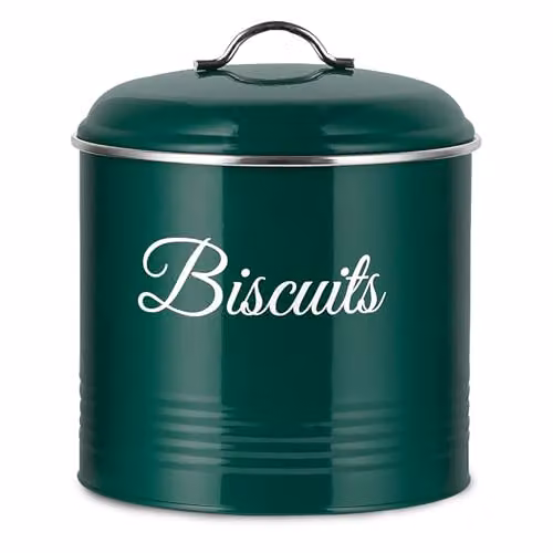 Innoteck Airtight Metal Biscuit Tin with Lid, 5.3 l Capacity, Green – 1