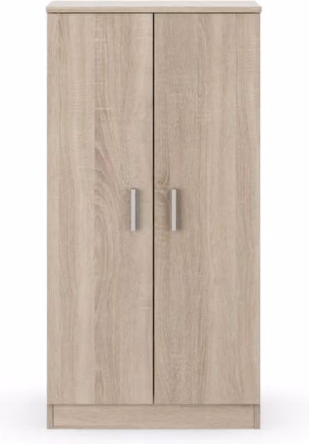 CALICOSY 2-Door Shoe Cabinet in Light Oak, Capacity 30 Pairs, Height: 108 cm, Width: 55 cm, Depth: 36 cm