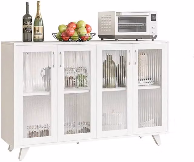 FORGEVIO White 4 Door Modern Sideboard Console Table – 1