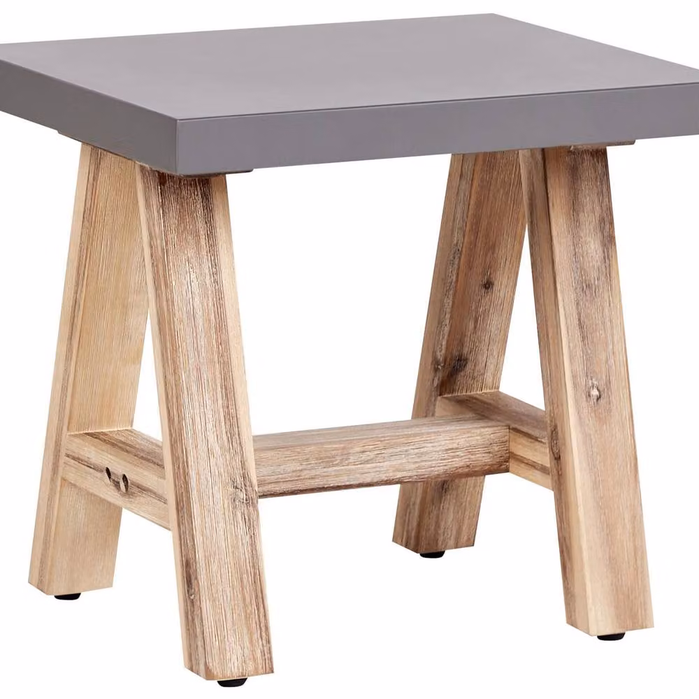 Wyld Haus Wyld and Coco Stool in Grey Concrete and Acacia Wood – 2
