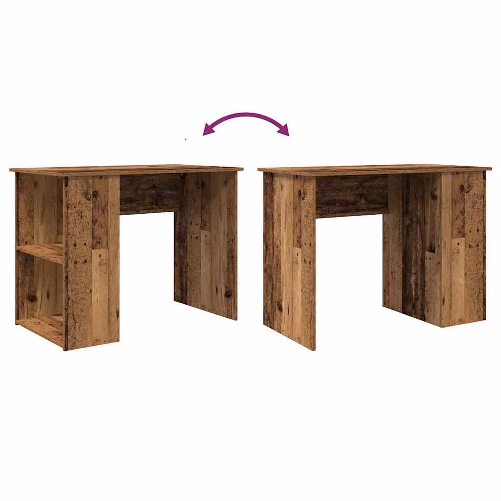Berkfield Home Computer Desk in Brown Old Wood, W/D/H: 100 x 55 x 75 cm – 6