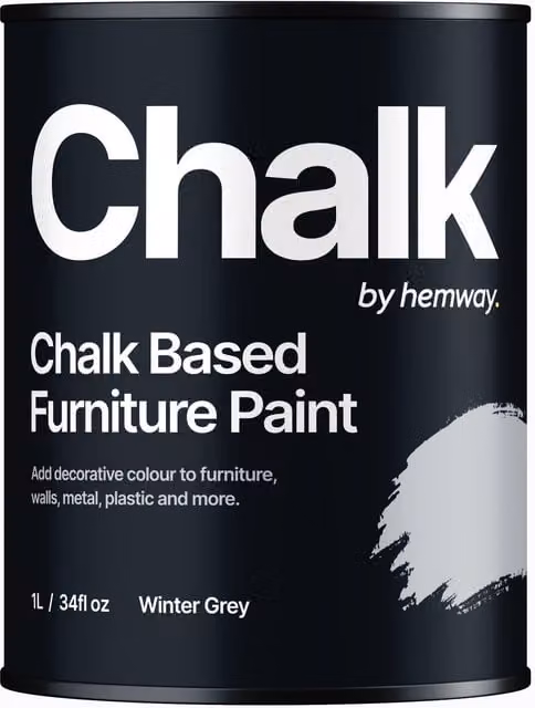 Hemway Chalk Based Furniture Paint in Flat Matt Winter Grey, 1L