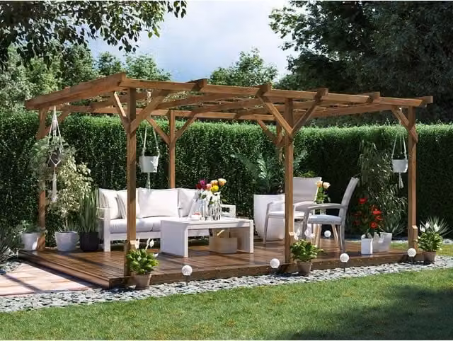 Dunster House Utopia Wooden Pergola Plant Frame, Brown
