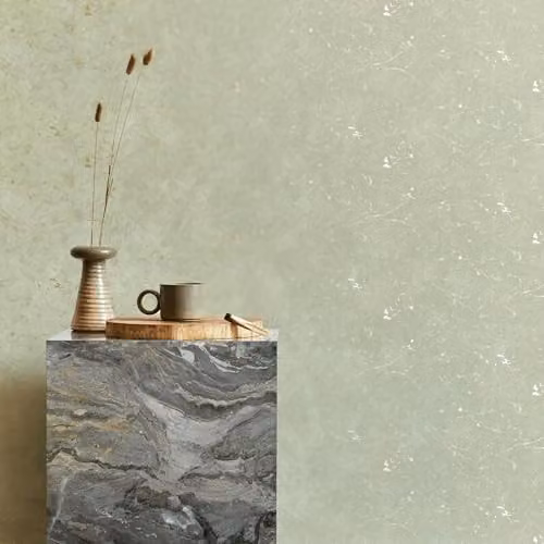 Graham & Brown Superfresco Easy Gilded Plaster Sage Silver Textured Wallpaper
