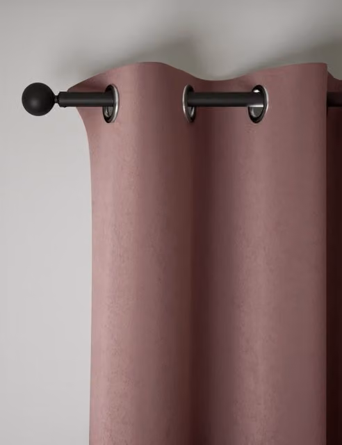 M&S Mauve Velvet Eyelet Thermal Insulating Opaque Curtains