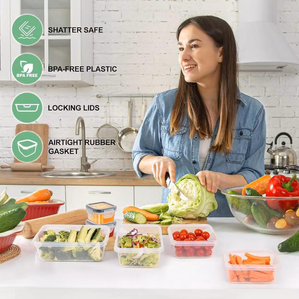 Alivio 24-Piece Clear Plastic Food Storage Container Set with Airtight Leakproof BPA-Free Lids – 2
