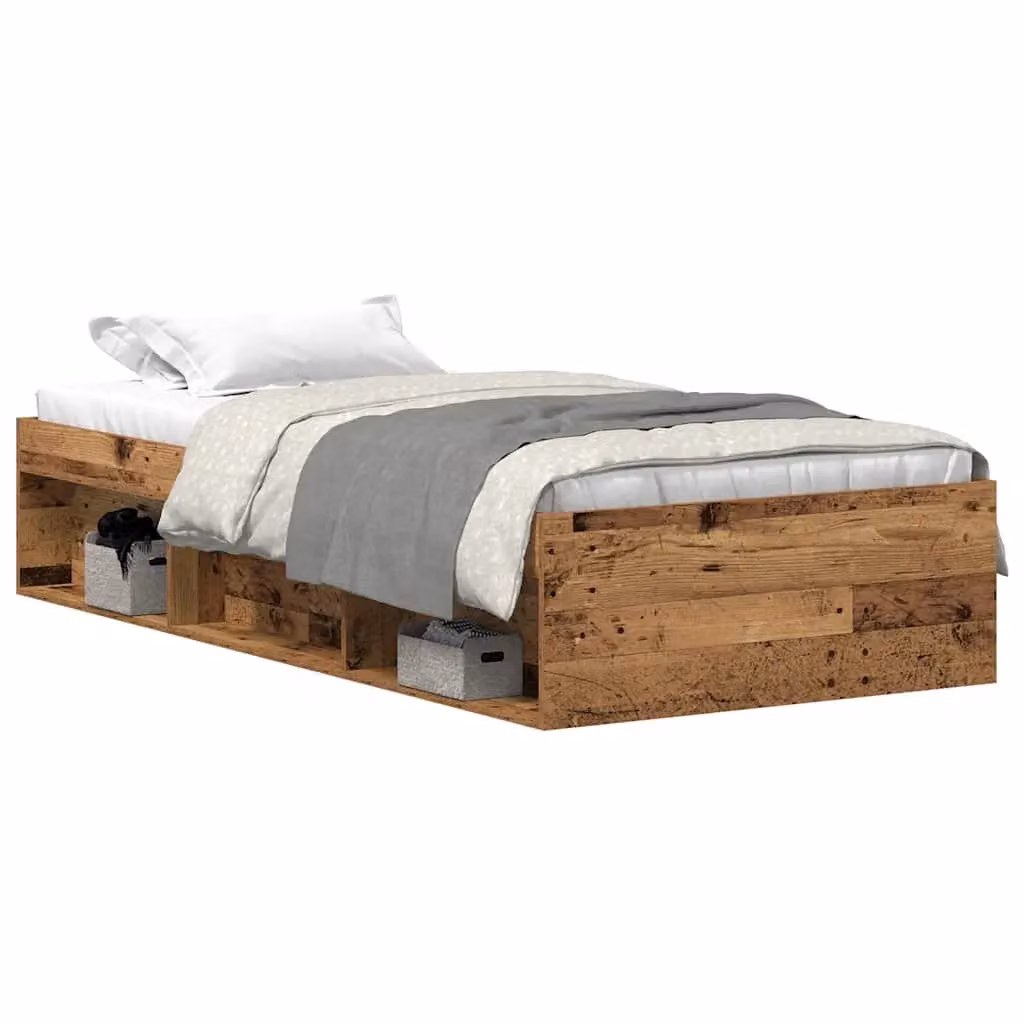 Berkfield Home Rustic Old Wood Bed Frame in Brown, W/D/H: 190 x 75 x 35 cm – 2