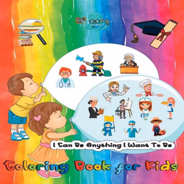 Power of Gratitude I Can Be Anything I Want To Be Colouring Book for Kids in White and Multicolour