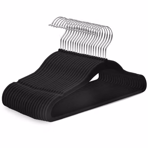 Kidoola 20 Velvet Non-Slip Baby Hangers in Black and Silver for Infants and Toddlers