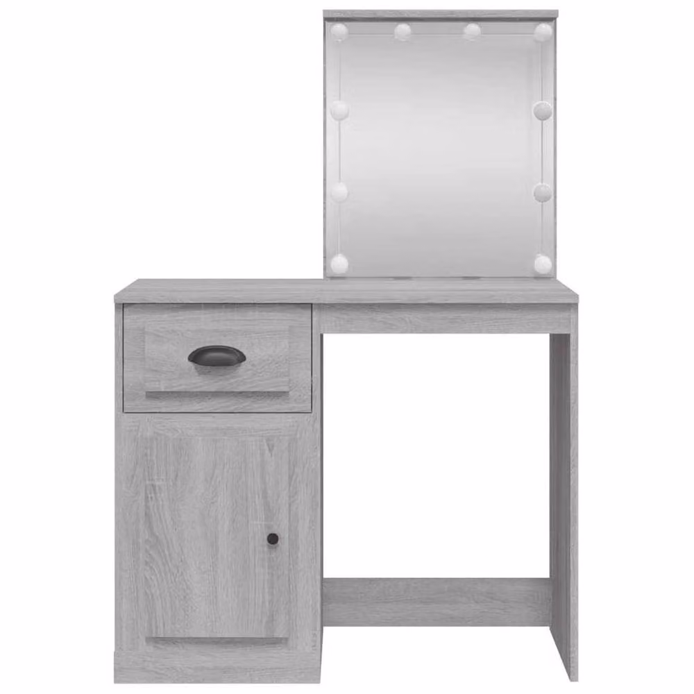 Berkfield Home Beautiful Modern Grey Dressing Table with Hollywood LED Lights W/D/H: 90 x 42 x 132.5 cm – 3