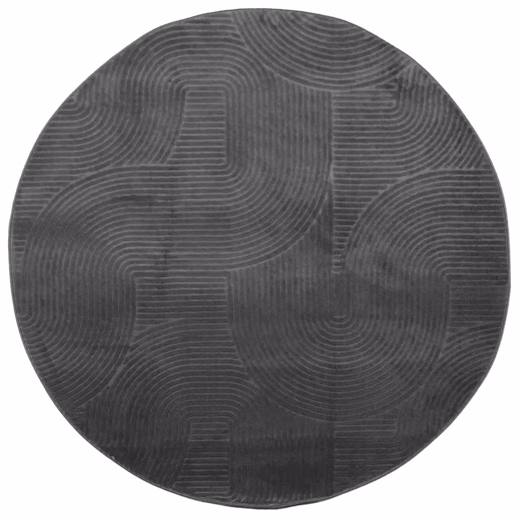 Berkfield Home IZA Round Short Pile Scandinavian Style Rug in Anthracite and Black, Diameter: 120 cm – 1