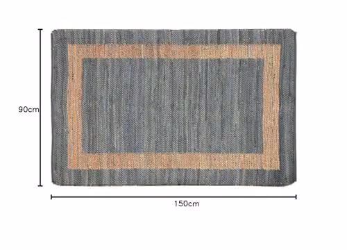 HOMESCAPES Veranda Modern Handwoven Chindi Rug in Natural and Grey, W: 90 cm, L: 150 cm – 2
