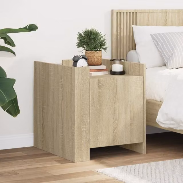 Berkfield Home Sonoma Oak Bedside Cabinet in Brown, W/D/H: 45 x 50 x 50 cm – 1