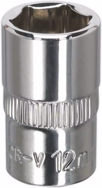 Loops 12mm Forged Steel Drive Socket 3/8 inch Square Drive in Silver Chrome Vanadium