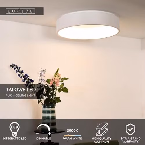 Lucide Talowe LED Flush Ceiling Light, White, Diameter: 60 cm – 2