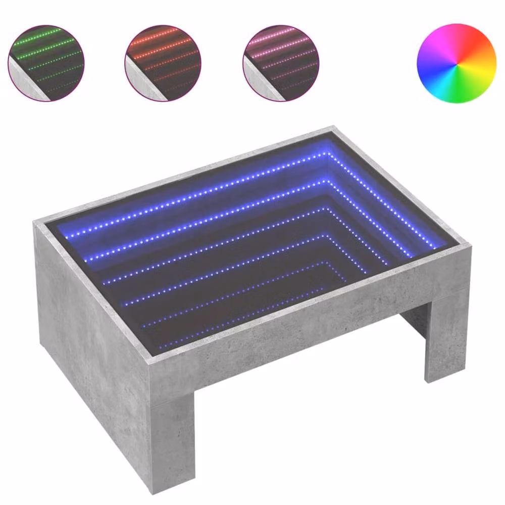 Berkfield Home Infinity LED Decorative Coffee Table in Concrete Grey, W: 70 cm, D: 50 cm, H: 30 cm – 2