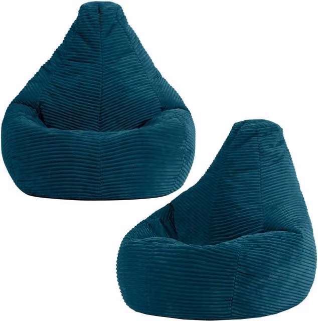 icon Pack of 2 Dalton Kids Corduroy Beanbags in Petrol Teal – 1