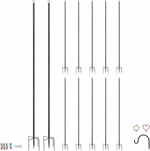 Harbour Housewares Black Metal Outdoor Iron Festoon Pole