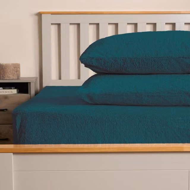 OHS Teddy Fleece Fitted Sheet, Petrol, W/D/H: 180 x 200 cm