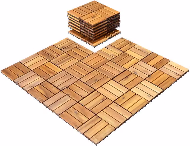 Costway 27 Piece Brown Acacia Hardwood Flooring Tiles