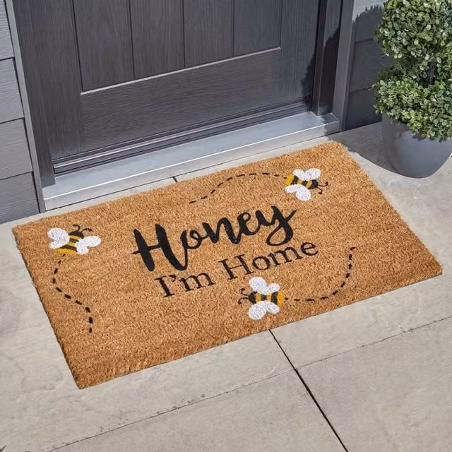 Garden Greatness Honey I'm Home Natural Coir Doormat, Brown and Beige, W/D/H: 75 x 45 x 1.5 cm