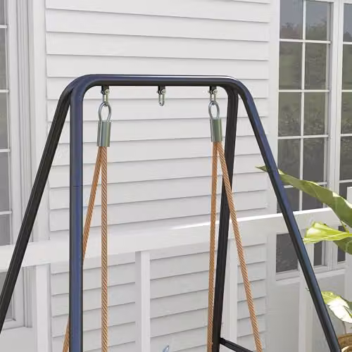 Outsunny Heavy Duty Metal Hammock Chair Stand, Black, W/D/H: 124 x 143 x 180 cm – 4