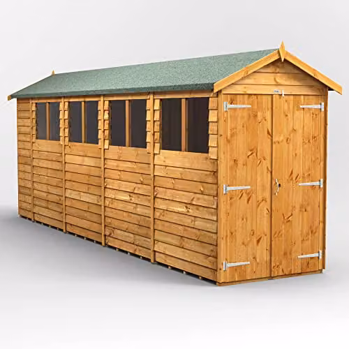 Powersheds Premium Apex Overlap Wooden Shed in Brown with Toughened Glass Windows and Security Features – 1