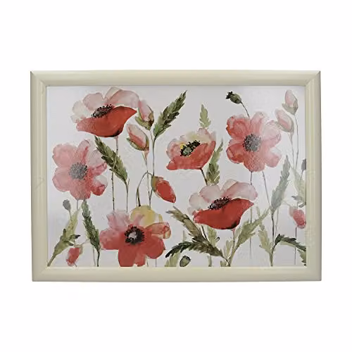 Creative Tops Watercolour Poppy Cushioned Bean Bag Lap Tray, Multicolour, W: 44 cm, D: 32.5 cm – 1