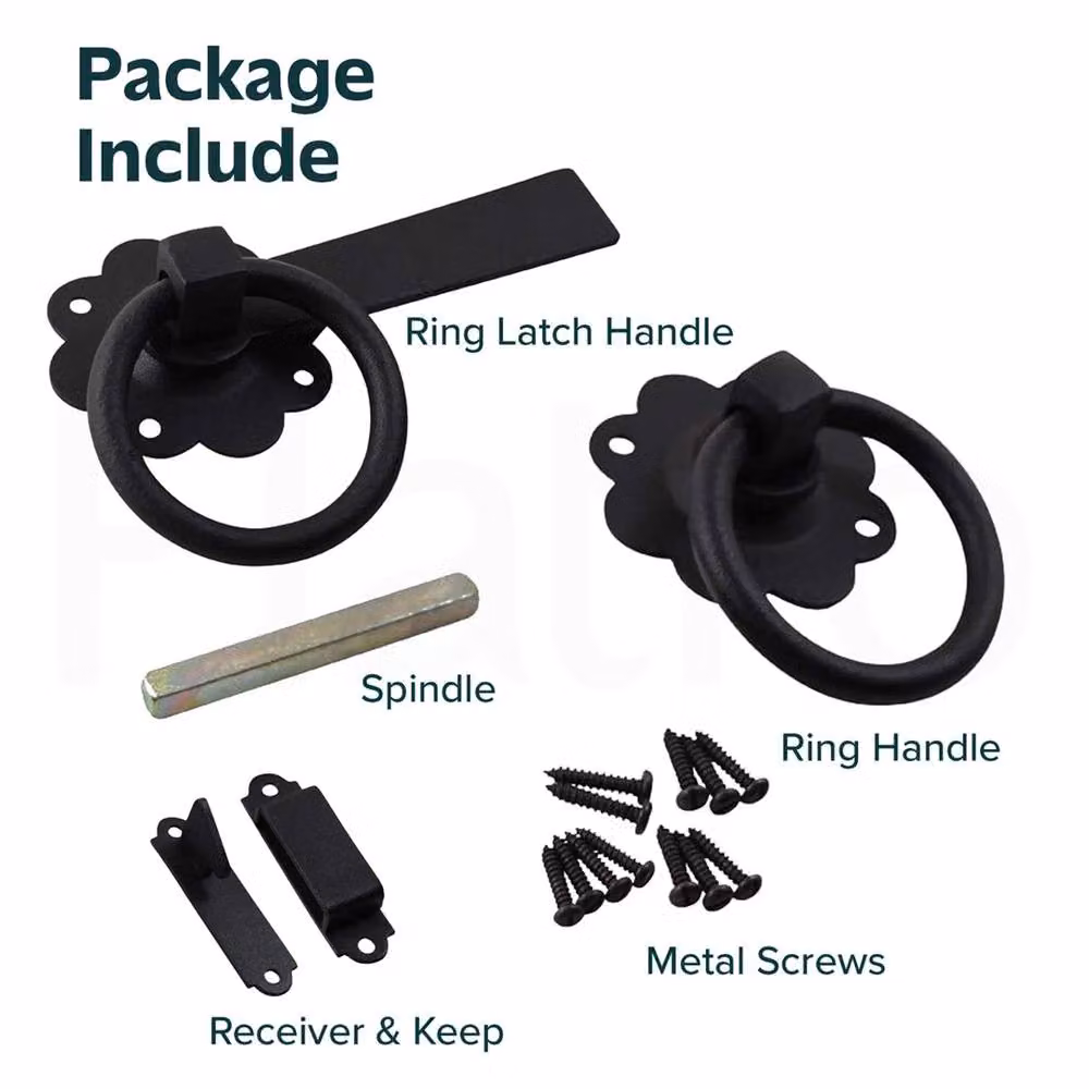 Kelvenix 6 inch Black Galvanised Steel Ring Gate Latch with Ring Handle for Garden Gates – 3