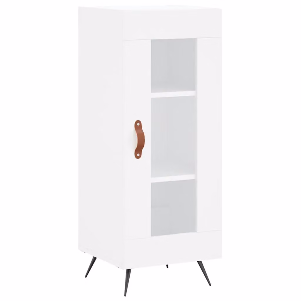 Berkfield Home White Classic Sideboard with Glass and MDF, W/D/H: 34.5 x 34.5 x 90 cm – 2