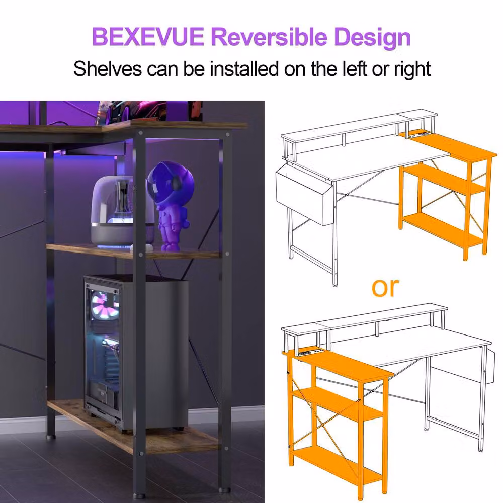 BEXEVUE Brown Wood Gaming Desk with Integrated Channel, W: 120 cm, D: 70 cm – 3