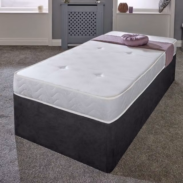 eXtreme Comfort Ltd Damask Essentials White Tufted Bonell Spring Mattress, W/D/H: 90 x 190 x 17 cm