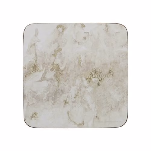 Creative Tops Grey and White Marble Print Square Coasters with Cork Back, Set of 4, W: 10.5 cm x D: 10.5 cm