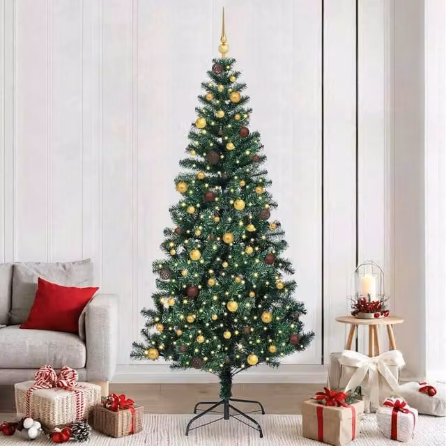 Berkfield Home Artificial Pre-lit Christmas Tree in Green, Height: 240 cm – 1