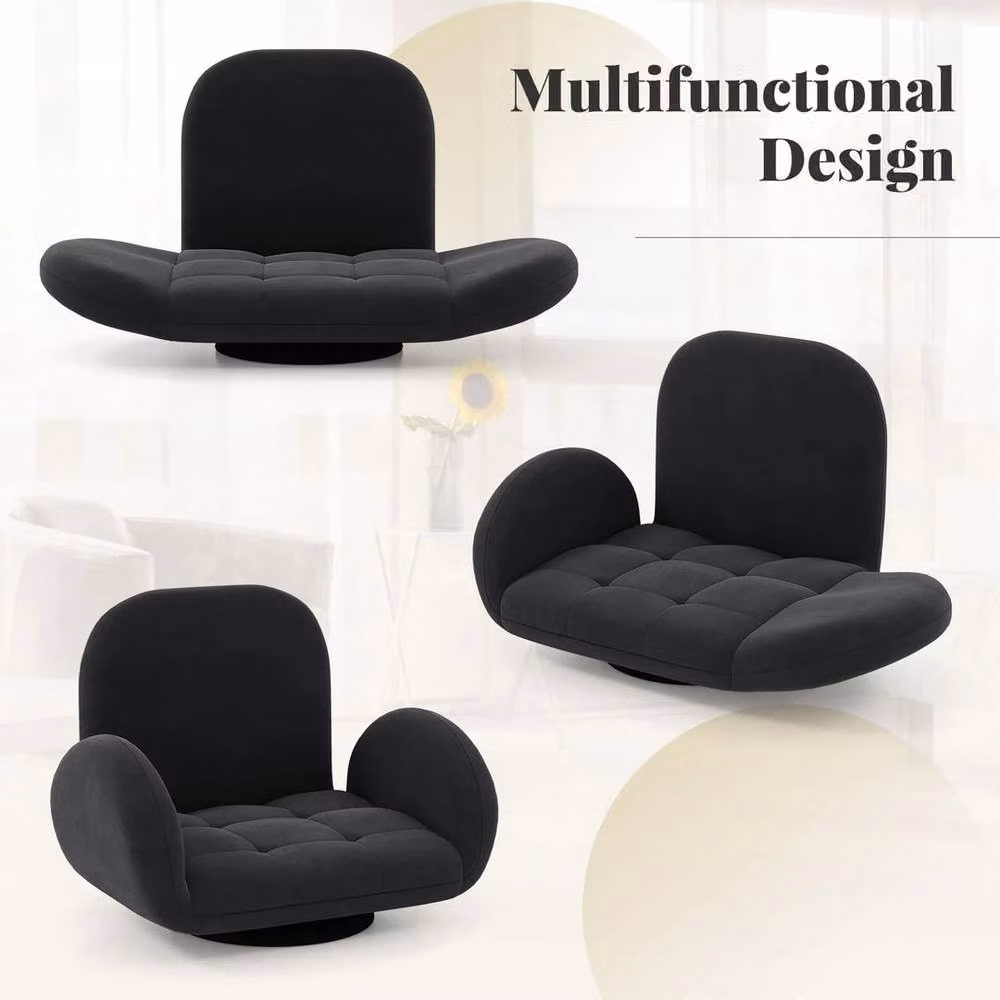 Kelvenix Black Swivel 360 Folding Gaming Chair with Armrests – 4