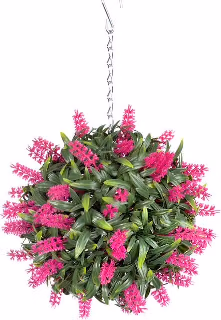 Best Artificial Pink Lush Lavender Hanging Basket Flower Topiary Ball, Diameter: 24 cm