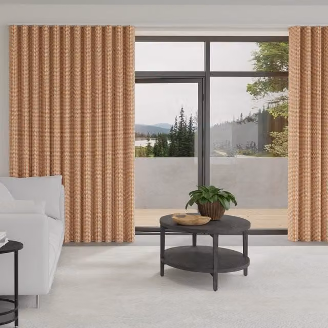 Orla Kiely Tiny Stem Made to Measure Wave Blackout Fabric Curtain in Red and Orange Floral Pattern