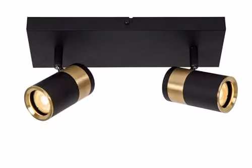 Lucide Gorik Black Metal Ceiling Spotlight with 2x GU10 Adjustable LED Lamps