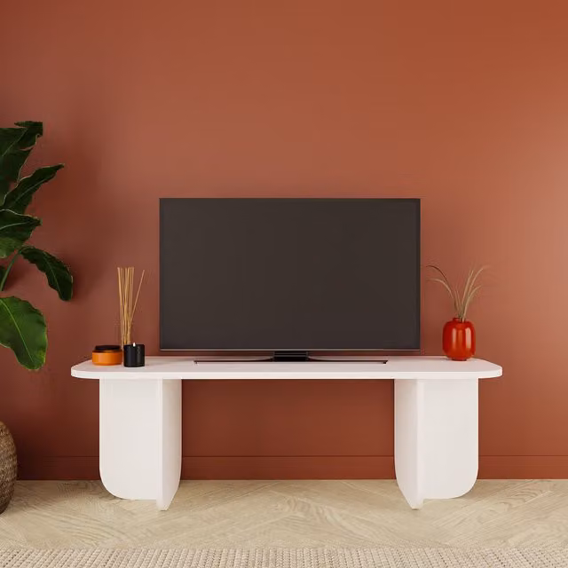 Bimossa Beca Modern TV Stand in White and Grey MDF