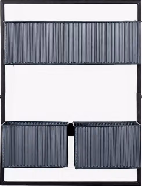Perch & Parrow Modern Rectangular Metal Cultivator Wall Planter in Black