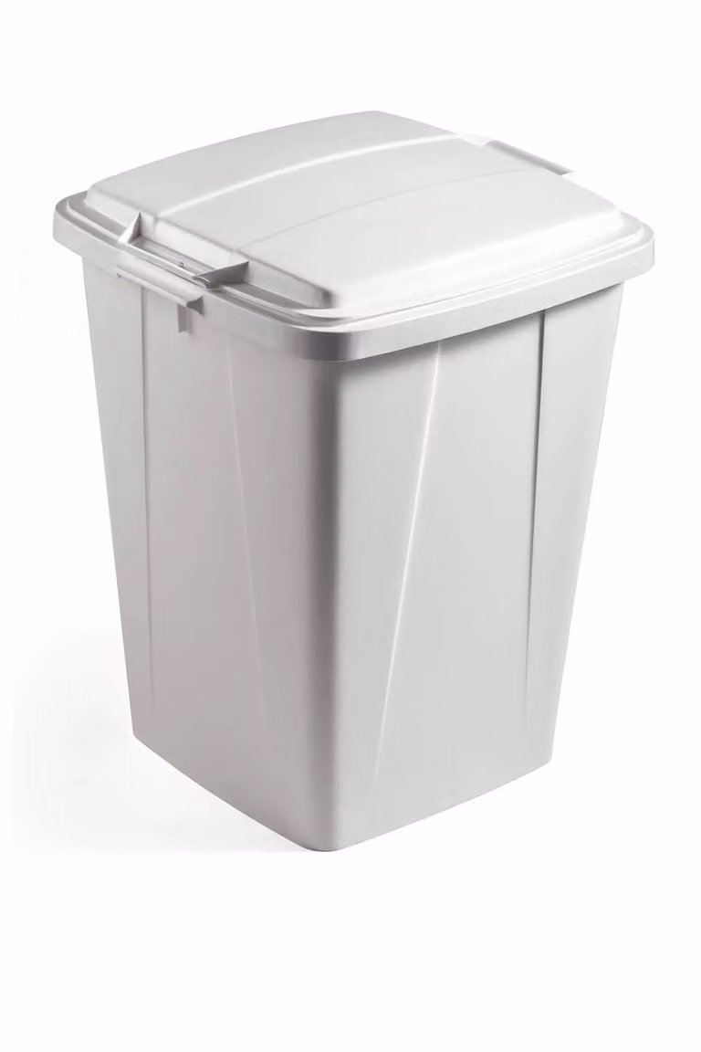 Durabin 90L Grey Square Plastic Waste and Recycling Bin with Flip Lid