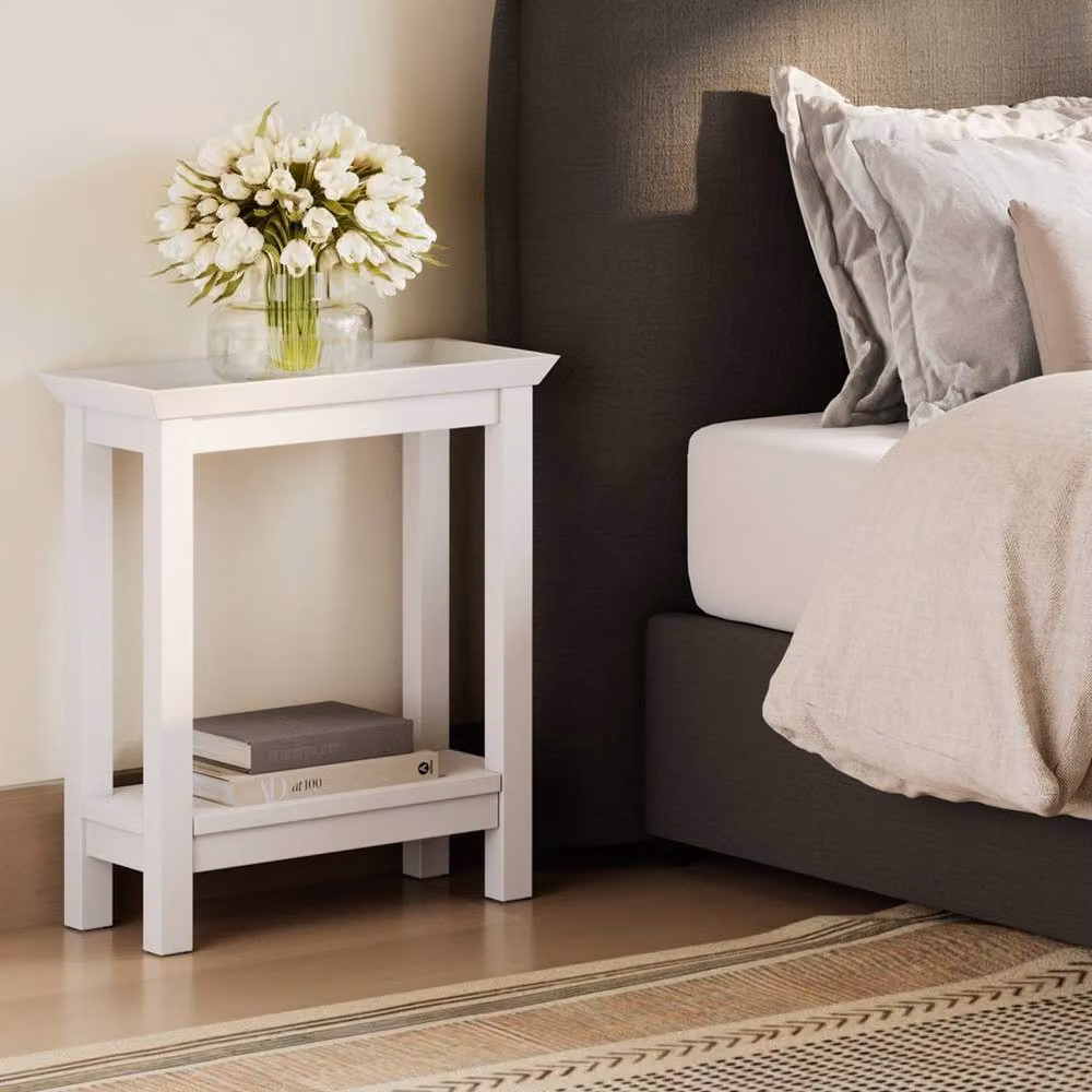 Lemon Pavilion Furniture Cote Indoor Side Table in White Wood, W: 48 cm, D: 25 cm, H: 59 cm – 2