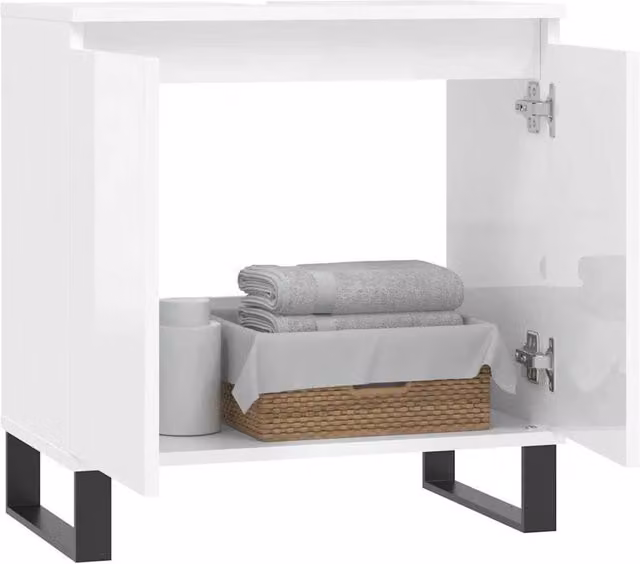 Berkfield Home High Gloss White Freestanding Bathroom Cabinet W/D/H: 58 x 33 x 60 cm
