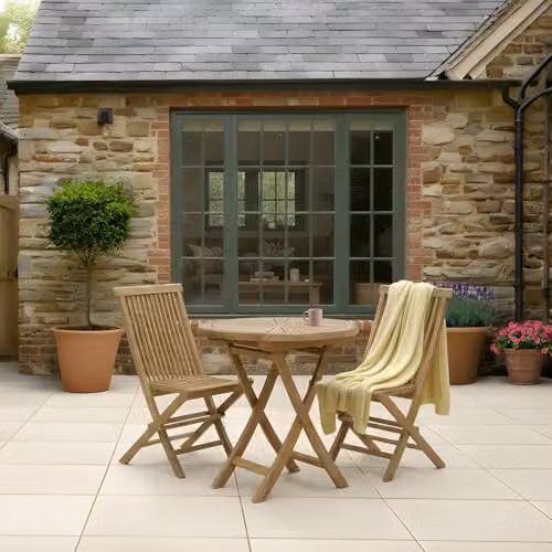Charles Bentley Pair of Classic Teak Wood Folding Garden Chairs in Brown, H 89 x W 46 x D 40 cm
