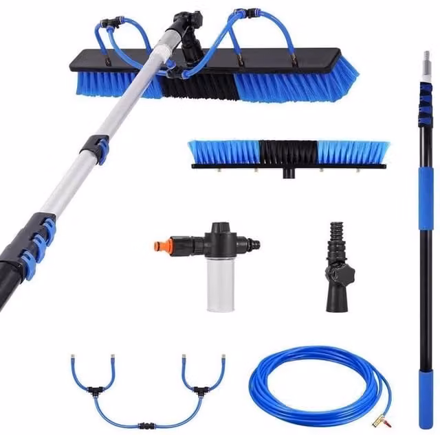 FLAVORA Blue Telescopic Window Cleaner Kit with Squeegee and Microfibre Cloth – 1