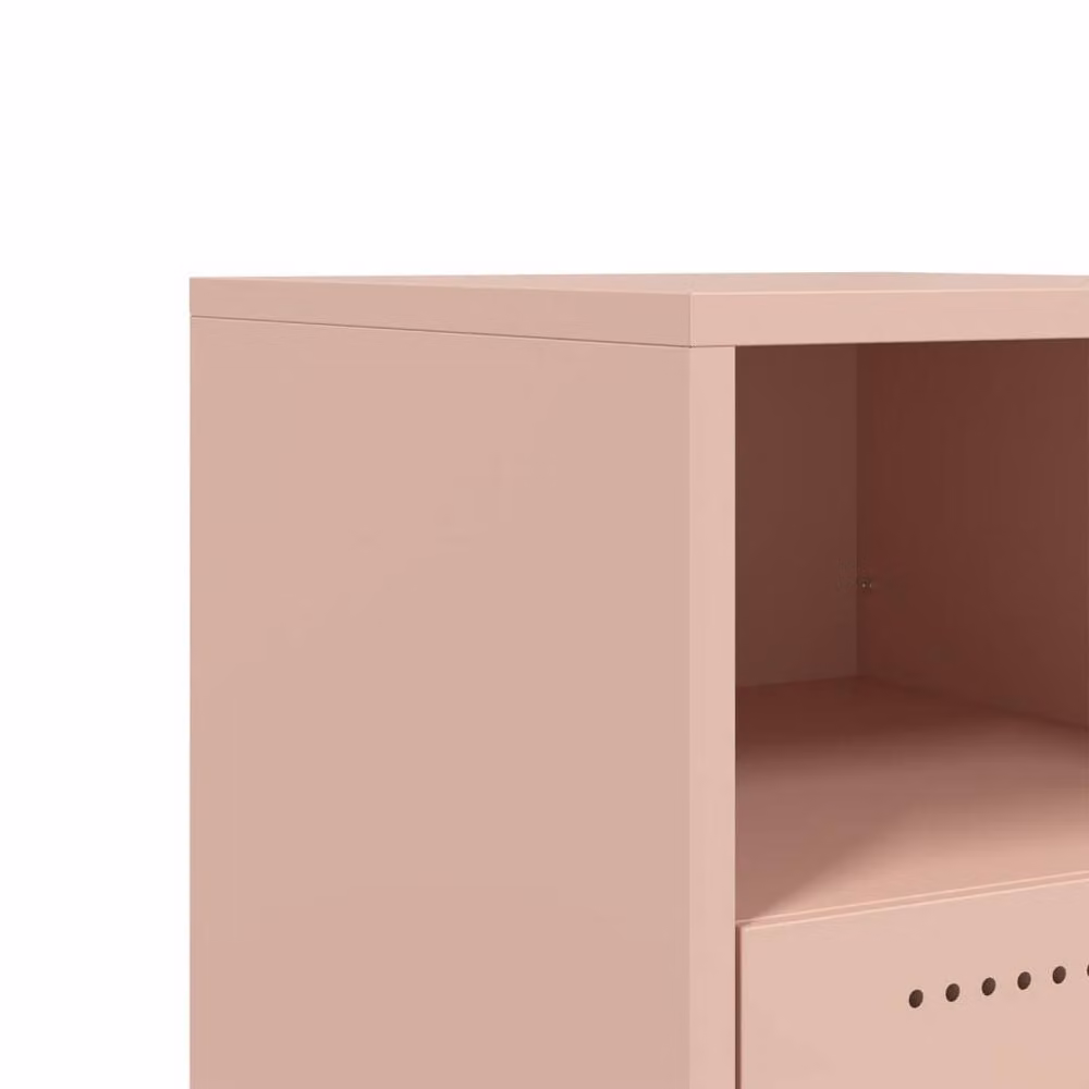Berkfield Home Set of 2 Stylish Pink Metal Bedside Cabinets, W/D/H: 39 x 36 x 43.5 cm – 3