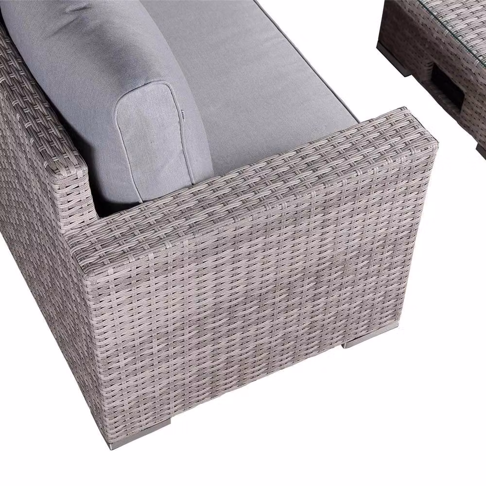 Furnishings For Less UK Rattan Corner Garden Sofa Set with Rising Table in Grey – 3