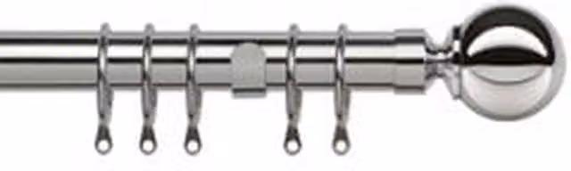 New Edge Blinds 35mm Metal Curtain Pole Set with Ball Finials in Silver