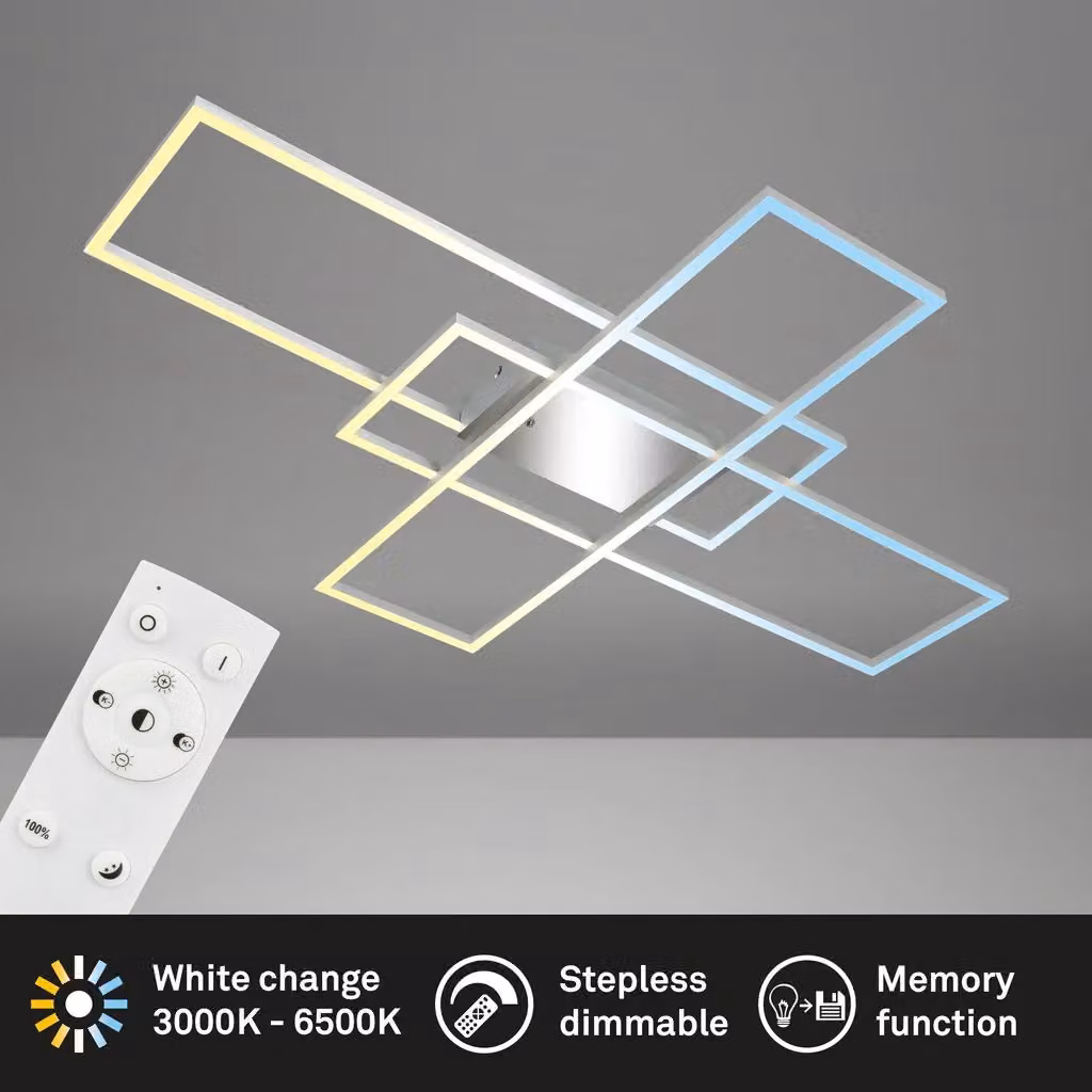 Briloner White CCT LED Wall and Ceiling Light with Remote Control in Silver and Chrome – 2